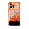 Funda de teléfono Atardecer Graffiti para Apple 17pm, iPhone 15 con cordón, 16 piel de cordero, 18 alto valor estético, 14 para mujer