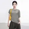 Camiseta Miyake para Mujer, Venta Directa de Fábrica, Suministro Coreano Dongdaemun, Nuevo Estilo de Verano, Corte Holgado, Top Plisado Adelgazante