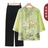 Nueva ropa de verano estilo abuela china, nueva vestimenta de verano para mujeres mayores, blusa elegante estilo nacional para mamá, camisa para personas mayores