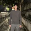 Camiseta Henley de Rayas Verticales de Manga Larga para Hombre Sensación de Alta Gama Sensación Perezosa Relajada Capa Interior Capa Base Top Casual Holgado