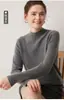 Suéter de punto versátil para mujer, 100% cachemir, cuello semi-alto, nuevo para Otoño/Invierno, grueso, capa base de manga larga