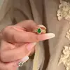 Anillo de Calabaza Retro Estilo Nacional para Mujer Lujo Ligero Versátil Abierto Ajustable Anillo de Dedo al por Mayor con Certificado Jade Verde Natural