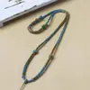 Collar con Cordón de Cuerda Trenzada de Ocho Hilos Colgante de Cuerda Jade Alta Gama Tejido a Mano Oro Ajustable Cuerda de Alta Calidad