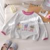 Conjunto de Niña Otoño Nuevo Estilo Coreano Bloques de Color Estampado de Dibujos Animados Sudadera Pantalones Casuales Cuadros Elegantes Conjunto de Dos Piezas