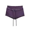 Shorts de Tricô Canelado de Cintura Baixa com Cordão, Estilo Hot Girl, Esportivo Casual Versátil, Slimming, Corte Reto, Estilo Europeu e Americano, Hot Pants