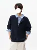 Sudadera Gruesa con Retazos de Cuadros Americanos Falsa de Dos Piezas para Hombre y Mujer Otoño Invierno Nuevo Estilo Marca de Moda Diseño Retro Versátil Top
