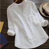 Camisas de Algodão e Linho Soltas de Cor Sólida Casuais Estilo Europeu e Americano Retrô Europeu e Americano Primavera e Outono 2023 Amazon Aliexpress Wish