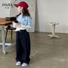 Cardigã de malha para meninas YOJIA primavera e outono 2025 novo estilo combinação de cores blusa de menina suéter infantil camisa pequena