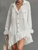 2026 Comércio Exterior Europeu e Americano Feminino Transfronteiriço Exclusivo da Amazon Mini Saia Vintage Oversized com Barra de Babados Estilo Comuter