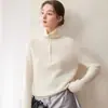 26 Estilos de Suéteres de Caxemira para Mulheres, Gola Alta com Zíper Parcial, Tricô Grosso, Estilo Solto Preguiçoso, Gola Reversível, Camada Base Macia e Aconchegante