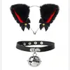 Orelhas de gato, faixa de cabeça de sino, anel de pescoço, traje para festa, acessórios sensuais, grampo de cabelo de Halloween, macio, fofo, grampo de cabelo Cospaly