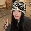 Gorro de pescador tejido para otoño e invierno, gorro de lana retro de felpa para mujer, estilo de celebridad de internet, protección cálida para las orejas, para circunferencia de cabeza grande, gorro Baotou