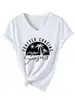 Persiguiendo atardeceres para siempre Amazon eBay sitio independiente moderna y elegante camiseta de mujer con cuello en V y manga corta