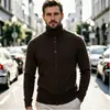 Suéter Cardigan Masculino Estilo Americano 2026 Cor Sólida Botão Malha Manga Longa Top Espessado Jaqueta Casual Masculina