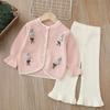 Conjunto de Dos Piezas de Suéter para Niña Tejido Nuevo Estilo Otoño e Invierno 2023 Conejito de Dibujos Animados Niña Pequeña Dulce Conjunto de Suéter
