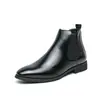 Botas Chelsea Masculinas Bico Fino Botas de Couro Sapatos Masculinos Moda de Comércio Exterior Botas Curtas Masculinas Transfronteiriças Botas de Cano Curto Sapatos de Couro para Escritório e Negócios