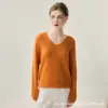 Suéter de punto para mujer de otoño e invierno, cuello en V, seda y cachemira, corte holgado y ajustado, suéter de punto liso versátil