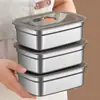 Lonchera de Acero Inoxidable de Gran Capacidad con Tapa, Plato Cuadrado, Caja de Almacenamiento para Refrigerador, Caja Rectangular Portátil para Horno