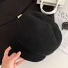 Boina de Punto Retro de Lana Pura para Mujer, Color Sólido, Adelgazante, Gorro de Punto Cálido, Boina Octagonal