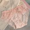 Bragas Triangulares Puro Deseo Negro Rosa Chica Dulce Encaje Hueco Ropa Interior para Mujer Algodón Puro Antibacteriano Encaje en la Entrepierna Tentación Puro Deseo