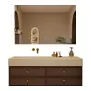 Conjunto de mueble de baño integrado estilo retro esqueleto con curvado en caliente, con lavabo inteligente y lavabo