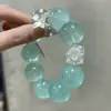 Hielo a través de montañas y ríos ~ pulsera azul fresco personalidad temperamento elegante versátil creativa blanca única pulsera