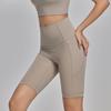 Shorts de Yoga Lycra Naked Cintura Alta Levanta Bumbum Bolso Shorts Esportivos Feminino Verão Fitness Calça de Cinco Pontos Controle de Barriga Shorts de Ciclismo