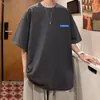 Camiseta de Manga Corta Estilo Hong Kong Ins para Hombre Verano Holgada Versátil Manga de Cinco Puntos Marca de Tendencia Moda Juvenil Top Casual