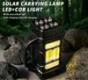Lanterna de LED Solar de Alta Intensidade de Longo Alcance Transfronteiriça Multifuncional Recarregável para Exterior Holofote COB Portátil