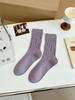 Calcetines de mujer de longitud media, calcetines rotos de una sola aguja, calcetines de mendigo populares en Internet, calcetines de color liso estilo Harajuku, calcetines apilados, calcetines de algodón, medias deportivas