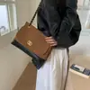 Bolso bandolera de un solo hombro, casual y elegante, gran capacidad, diseño retro, nuevo bolso para mujer con estampado de diamantes, bolso de cadena 2026 con colores contrastantes