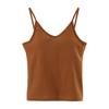 Camisola con Cuello en V con Sujetador Integrado y Copas Acolchadas para Mujer, Estilo Coreano, Fruncida y con Soporte