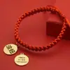 Collar de Gato, Collar Grabado de Gato y Perro, Etiqueta Anti-Pérdida para Perros, Cuerda Roja de la Suerte, Decoración para Mascotas, Collar de Año Nuevo