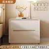 Mesita de noche de madera maciza de alta calidad, mueble auxiliar para dormitorio, instalación gratuita, estilo moderno simple, nuevo armario de almacenamiento, estilo de lujo ligero color crema