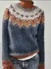 Deseo suéter de punto de moda con cuello redondo, bloques de color, corte holgado, estilo nuevo europeo y americano de Amazon, superventas para mujer