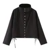 Chaqueta de algodón transfronteriza europea y americana para mujer con cuello alto, cintura anudada, mangas largas, nuevo modelo de verano