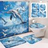 Cortina de ducha de poliéster impermeable antivaho con impresión digital HD directa de fábrica, ballena marina, tortuga, partición, cortina de baño