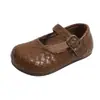 Sapatos de couro pequenos ins franceses 2026 Nova Coleção Primavera/Outono Versão Coreana Sapatos de Princesa Trançados Retro para Meninas Sapatos de Solado Macio