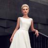 Vestido de Banquete Europeo y Americano Sencillo Satén Ajustado Vestido de Novia Moda Ajustado Princesa Espalda Descubierta con Cola Vestido de Novia Mori