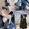 Versión de Piel de Vaca del Mismo Estilo, Botines Plisados de Piel de Caballo Lavada, Botines Elásticos de Tacón Grueso y Suela Gruesa, Botines Chelsea Cortos para Mujer, Otoño e Invierno