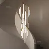 Candelabro Moderno de Lujo Ligero en Tira Larga para Escaleras de Villa, Apartamento, Dúplex, Sala de Estar, Comedor, Luz Giratoria en Espiral de Tira Larga