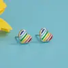 Pendientes Pequeños Estilo Coreano Corazón de Melocotón Triángulo Arcoíris Moda Pendientes de Una Semana Resina Goteo de Aceite Pendientes Coloridos