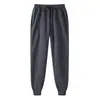 Pantalones largos casuales para hombre de comercio exterior Amazon Wish transfronterizos, forrados de polar, engrosados, de color liso, pantalones de chándal, pantalones deportivos, forrados de polar para abrigar