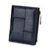 Cartera de Piel de Cordero para Mujer, Estilo Corto, Nuevo Modelo 2026, Diseño Coreano de Nicho Estilo Ins, Cartera Pequeña Plegable de Cuero Genuino Tejido