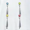 Pendientes Cilindricos de Zirconia en Aleación de Titanio ASTMF-136 Titanio G23 Nuevo Colgante de Zirconia Grande Multicolor Pendientes de Gota de Agua