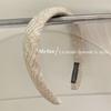 Diadema de esponja de ala ancha de lana con flores gruesas estilo Chanel retro coreano, diadema de presión superior con calavera alta, tocado con horquilla