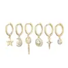 Moda Coreana Versátil Juego de Pendientes con Borlas de Nube Estrella Luna para Mujer Pendientes Irregulares de Nicho Pendientes Elegantes