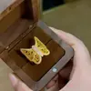 Anillo de Mariposa Calada Estilo Retro de Lujo Ligero Incrustado de Diamantes, Nuevo Anillo para Mujer Estilo Chino, Accesorio Calado de Mariposa Estilo Nacional