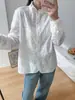 Colección Otoño 2026: Cárdigan para Mujer con Bordado Pesado, Cuello Alto, Cuello de Encaje, Camisa de Manga Larga, Top Holgado - Mayoreo