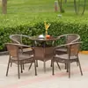 Silla de Ratán Juego de Tres Piezas Mesa de Té y Sillas para Balcón Combinación Cenador Mesa y Sillas de Exterior Patio Balcón Silla de Ocio Mesa y Sillas de Exterior